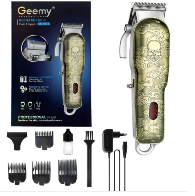 Tondeuse Professionnelle Geemy GM-6673 + Cape de Coiffure Offerte
