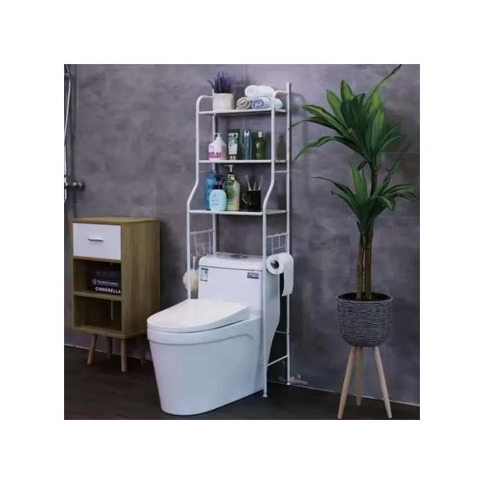 Étagère de Rangement 3 Niveaux pour Salle de Bain & Toilettes