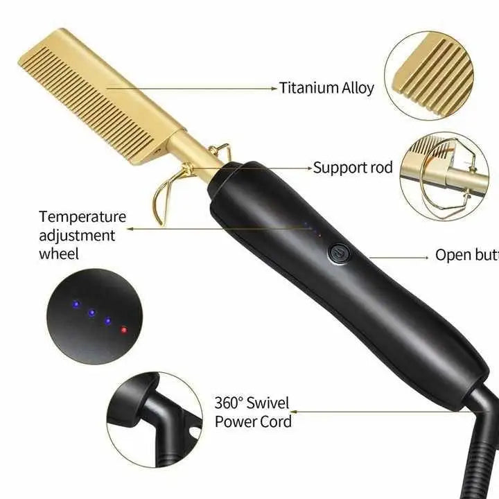 Peigne Chauffant Portable 2-en-1 – Lissage & Mise en Forme