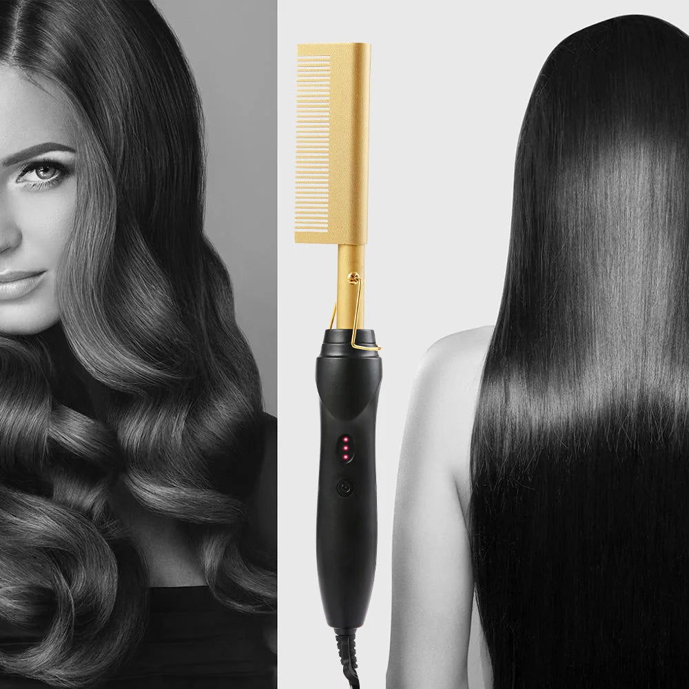 Peigne Chauffant Portable 2-en-1 – Lissage & Mise en Forme