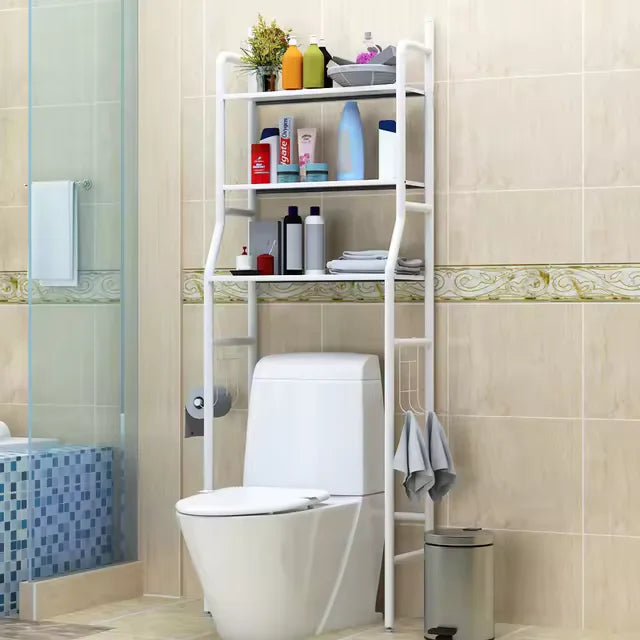 Étagère de Rangement 3 Niveaux pour Salle de Bain & Toilettes