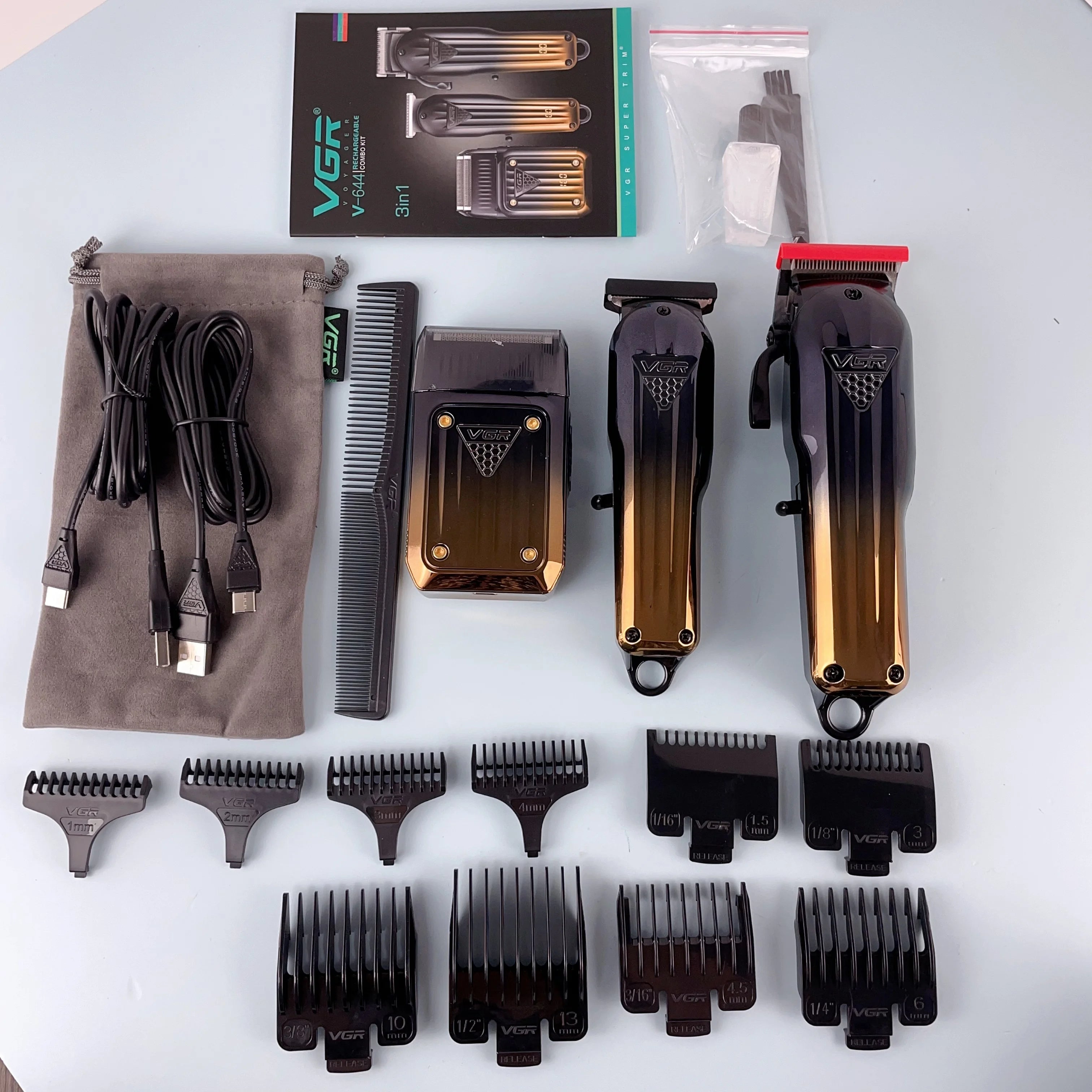 Pack de 3 Tondeuses Professionnelle VGR V-644 + Cape (drap de coiffure) Offerte
